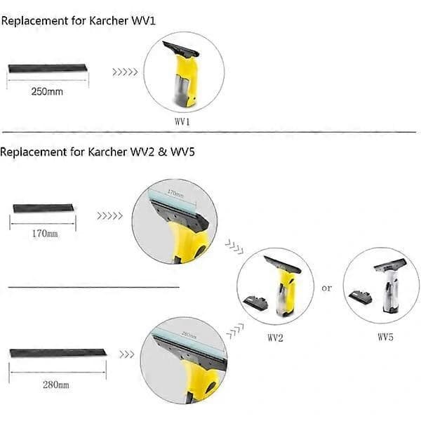 HA~ Erstatningsblade til vinduesvasker til Window Vac 2 stk. 280 mm skraber gummitilbehør reservedel til Kärcher WV2 WV5
