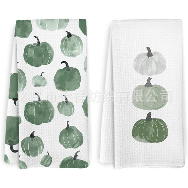 Pumpkin Pattern Dish Towel for Kitchen, Absorbent Decorative Cleaning Cloth with Autumn Design 2 45*66cm 2 45*66cm