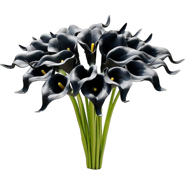 20 st Faux Calla Silkeblommor Simuleringsbukett 12.6\" För Hem, Kök Och Bröllop Svart Black