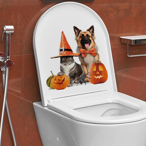 Halloween-seinätarrat 3D Halloween-lattiatarrat Seinätarrat WC-kannen tarrat Irrotettavat vedenpitävät taidemaalaukset Kauhu