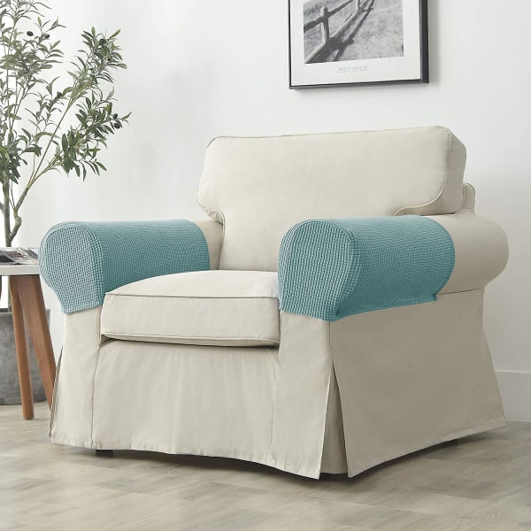 Sæt af 2 Jacquard Stretch Sofa Armlæn Beskytter Anti-slip Møbelbeskytter Armlæn Overtræk til Sofa Recliner Sage Grøn Sage Green