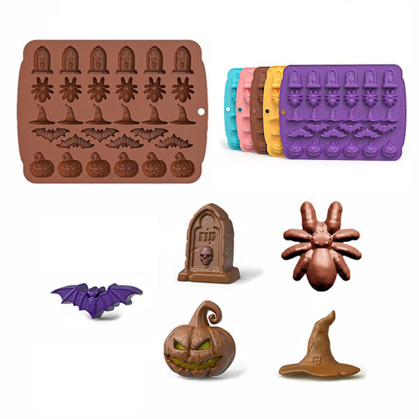 Halloween Ferieforme Tilbageholdende DIY Bageudstyr Håndlavede Silikonforme 4 Farver Gul