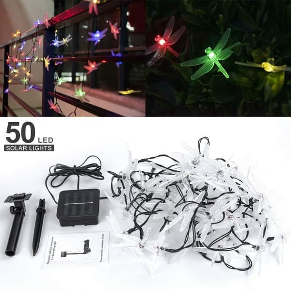 50 LED-aurinkovalosarja ulkokäyttöön, perhosvalosarja ulkokäyttöön