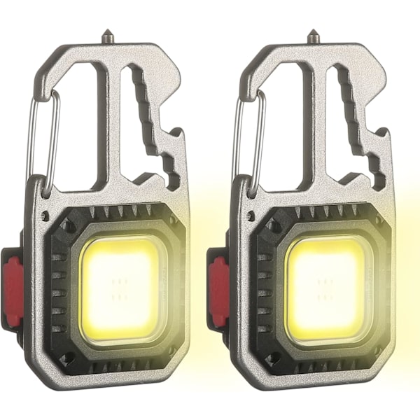 2 kpl Mini COB Ladattava LED-tarkastusvalo Kannettava Pieni Avaimenperänpidike Lamput, 6 Tilaa, Taitettavalla Jalustalla Pullonavaaja