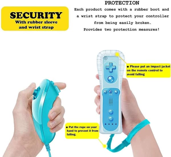 Sæt med 2 controllere og Nunchuck-controllere til Wii/Wii U Conso