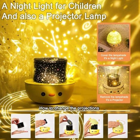 Remote Control LED Night Light Projector, 360° Rotation, 6 Light Projection Modes, 8 Music Options, Suitable for Children, Festivals, and Parties