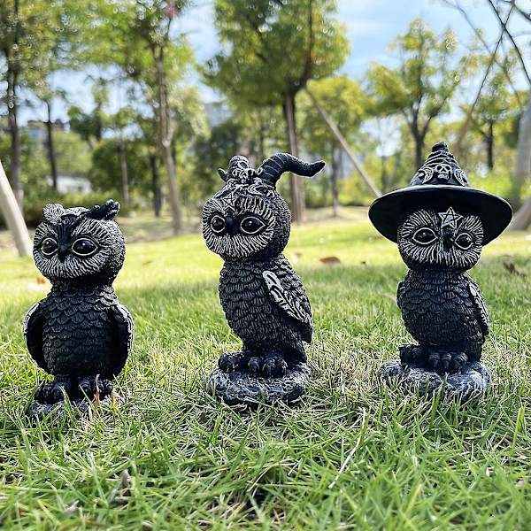 Halloween Ugle Statue Dyrestatue Magisk Ugle Harpiks Håndværk Ornament Have Dekoration