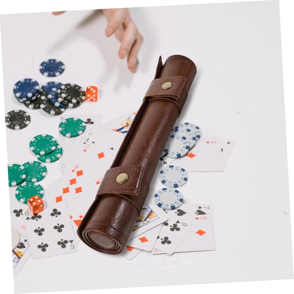 Dice Storage Bag Foldable PU Leather Dice Mat Portable Pouch for Tabletop Games