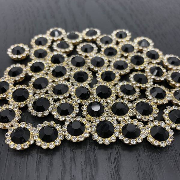 100 stk Rhinestone-knapper Pynt Sy På Krystall Rhinestones Flatback Perler Knapper med Diamant, Svart