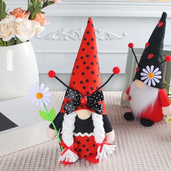 ALadybug Gnome Havefigur Svensk Tomtes Gnome Halloween DekorationA