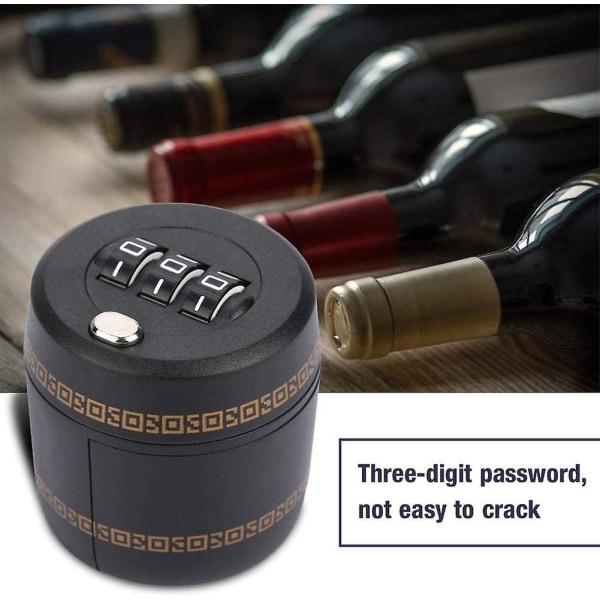 Vinflaskelås Sinklegering kombinasjonslås Vinstopper 3-sifret flaskepassordkodelås for beskyttelse av rødvin (2 stk, svart)