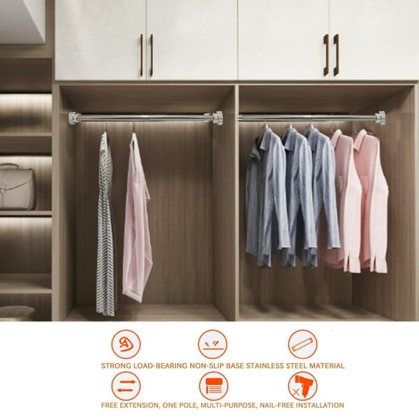 Stainless Steel Shower Rod, Extendable Clothes Drying Rod, Spring Rod for Bathroom 40-55 cm