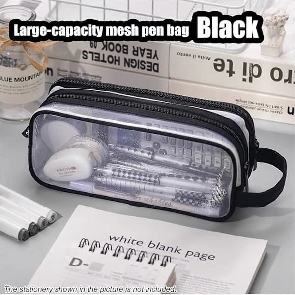 Pencil Case, Transparent Pencil Case, Office Pencil Case Black