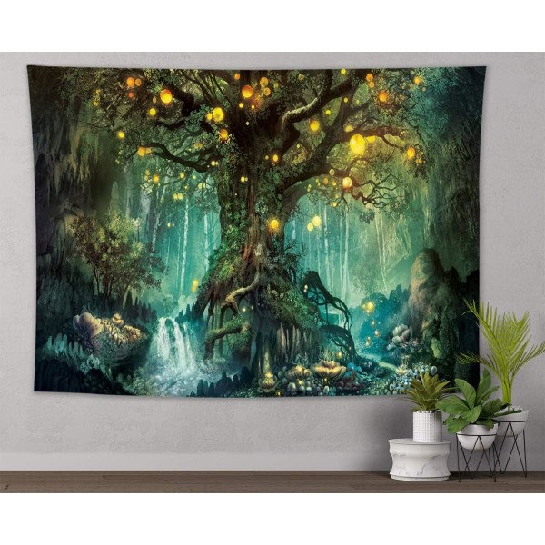 Magic Forest -seinävaate, taianomainen kangas, kasvi, seinäkoriste, koti, olohuone, makuuhuone, opiskelijakämppä, 150x130