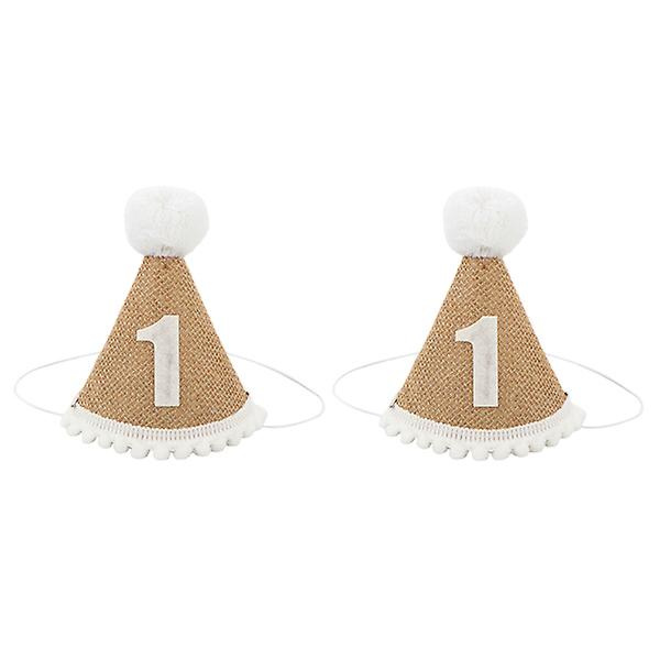 2 st Barnhattar Baby Prinsessa Tiara Baby 1 års Födelsedag 1 År Gammal Födelsedagshätta 12X11.5X2.5CM