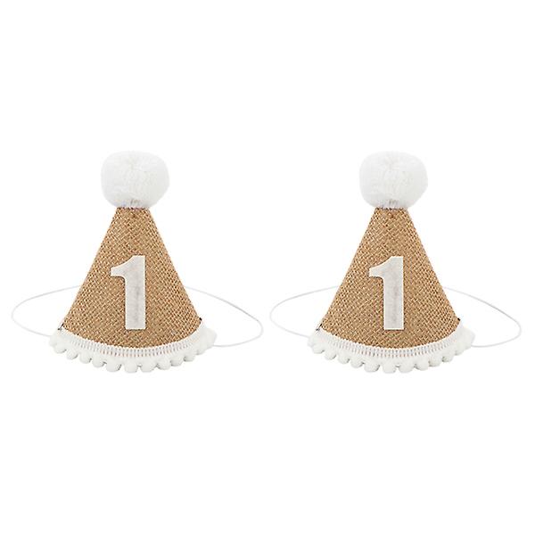 2 stk Barnehatter Baby Prinsesse Tiara Baby 1 års Bursdag 1 År Gammel Bursdagshatt 12X11.5X2.5CM 12X11.5X2.5CM