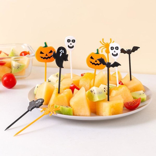 10-pack Plast Små Gafflar Dessertgafflar Halloween Tema Lunchbox Dekorationer