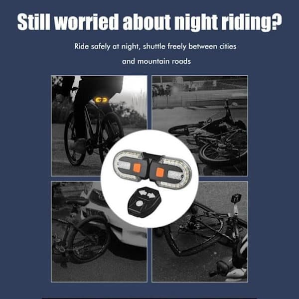 Wireless Bicycle Turn Signal Kit, USB Rechargeable with Remote Control for Night Cycling A164
