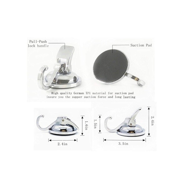2 Strong Vacuum Suction Cup Hooks