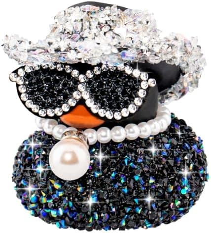 wonuu Svart Bling Krystall Gummianke Bil Dashborddekorasjon (Hvit) White