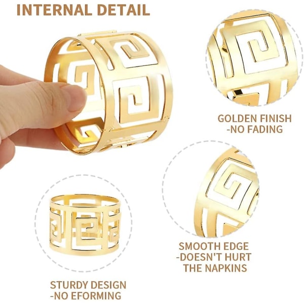 Set med 20 handgjorda metallguld servettringar för födelsedag, middag med levande ljus, semester bordsdekoration, julpartytillbehör, diameter 4,5 (1)