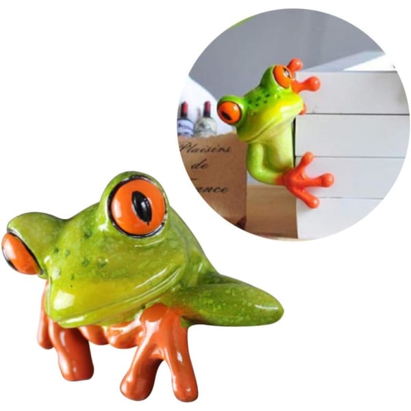 Datainnredning Frosk Håndverk 3D Kreativ Nydelig Resin Frosk Figur Hjemmekontor Skrivebord Ornament