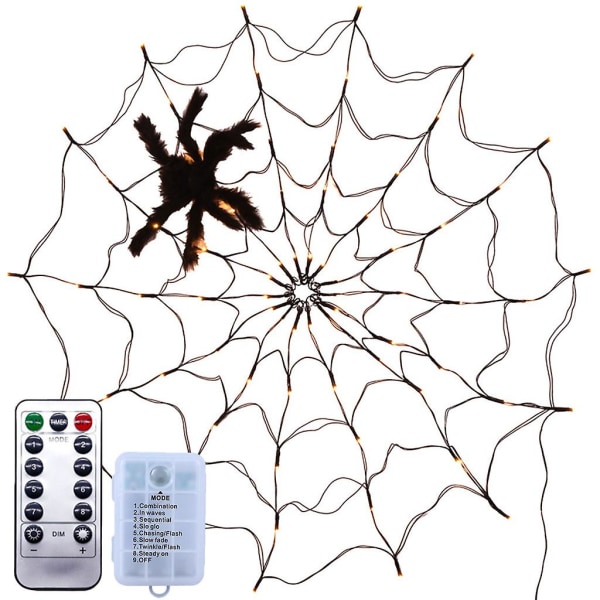 Halloween LED-hämähäkinverkko- mesh kauko-ohjaimella