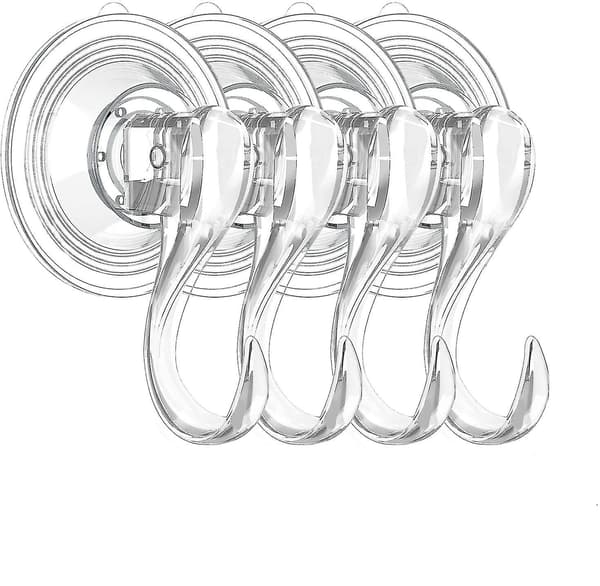 Towel Rack with Suction Cup Hooks, Small Transparent Reusable Vacuum Suction Cup Hooks