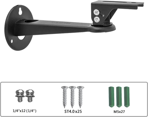 Mini Projector Wall Mount, 20 cm Carbon Steel - 360° Adjustable Projector Ceiling Mount with M4 Screws for Camera/Projector/Webcam, Black