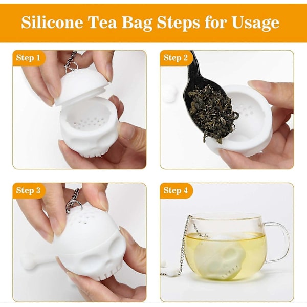 Silikon Tebens Skelett Te Infuser Filter Diffuser Lösa Blad Silikon Tesil 2 st