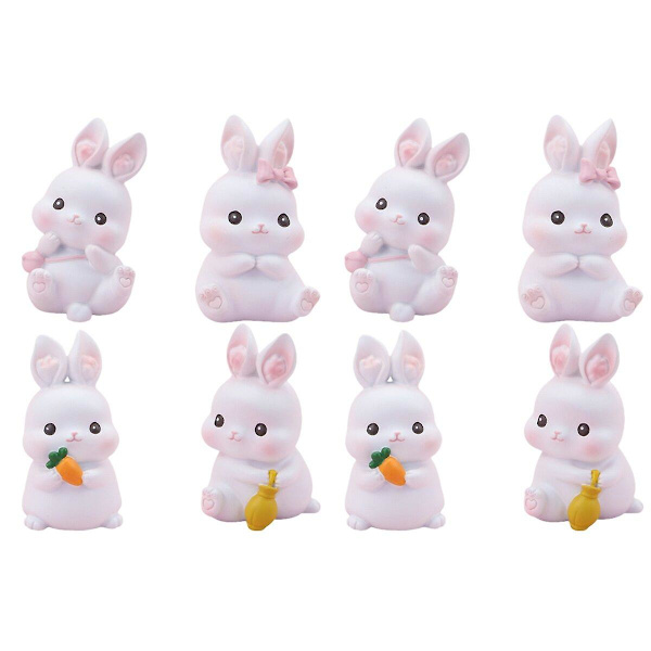 12 stk. Delikat Påskehare Kagepynt Kaninformet Kage Ornament 8 stkM