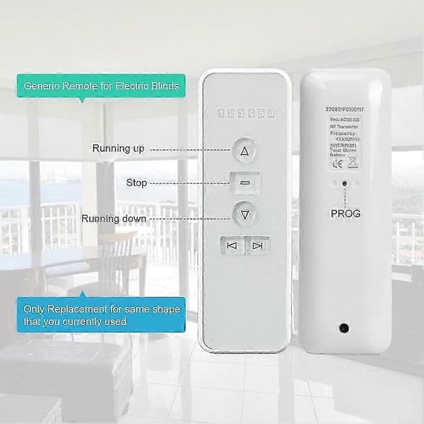 433MHz Universal Remote Control for Roller Blinds, Blinds, and Motorized Awnings
