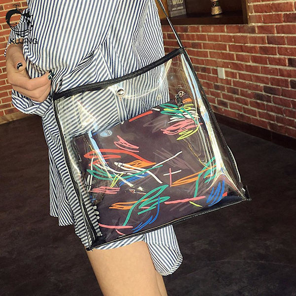 Damernas Sommar Transparent Crossbody Casual Shopping Tote Axelväska StrandväskaStar
