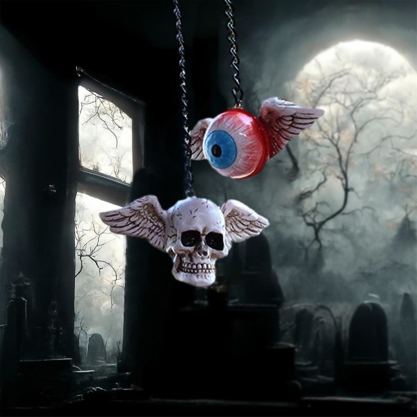 Skeletbilhæng 2 stk. Kraniehæng Skeletbiltilbehør Udendørs Dekorationer Udendørs Væghængende Dekoration Sjove Skelet Hængere Halloween Rekvisitter
