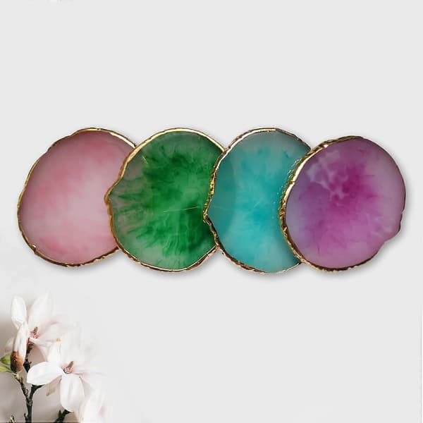 Coaster Resin Coaster Decorative Household Items (Pink)