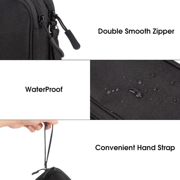 x Double-Layer Travel Case for Cables - Oxford Fabric, 19 x 11 x 5 cm, Black