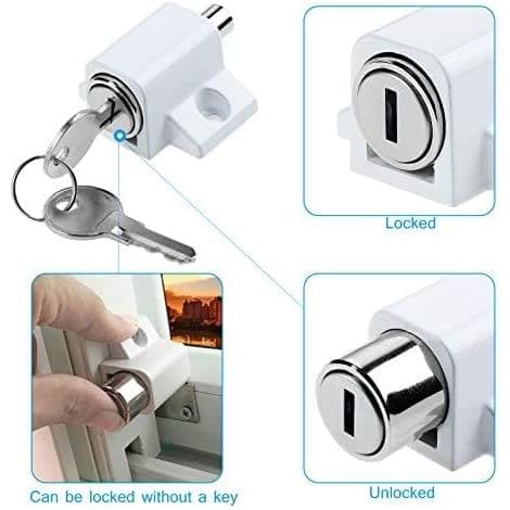 x White Sliding Patio Door Locks Fixed Bolt Window Security Locks for Child Safety