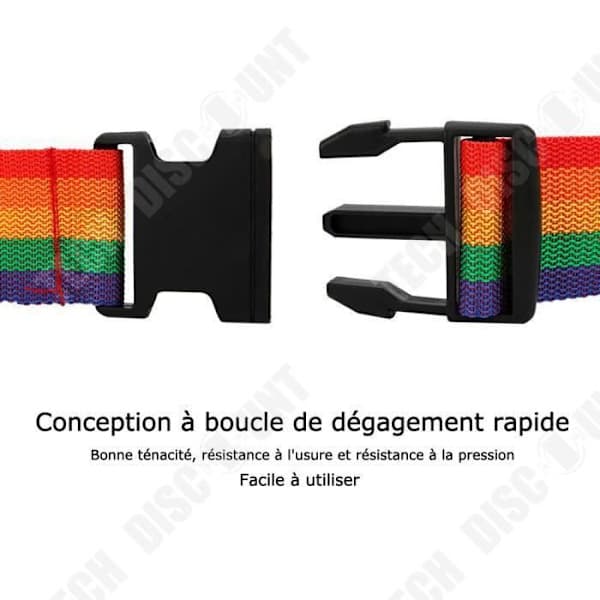 Bagagestrap - TD® - Set om 3 - Regnbåge - 110-200cm - Säkra dina resväskor Regnbåge