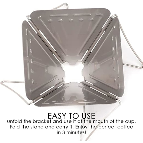 Kaffefilter, bærbart filterkon i rustfrit stål, foldbart, til rejser, vandreture, picnic, camping