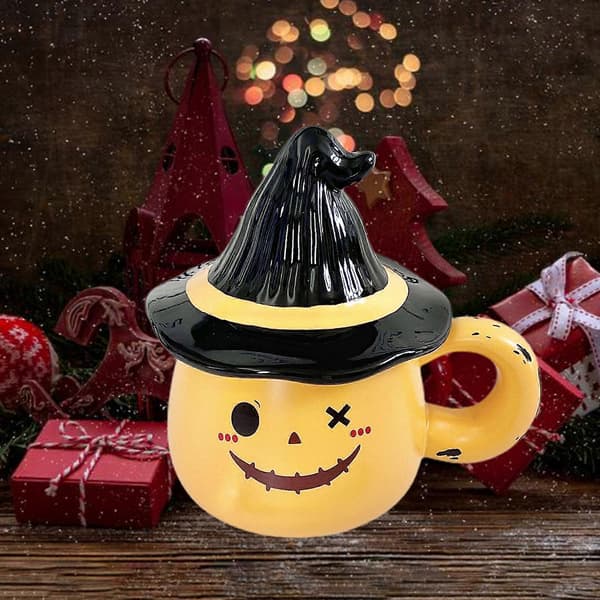 2025 Cute and Funny Halloween Ghost Mug with Lid Yellow