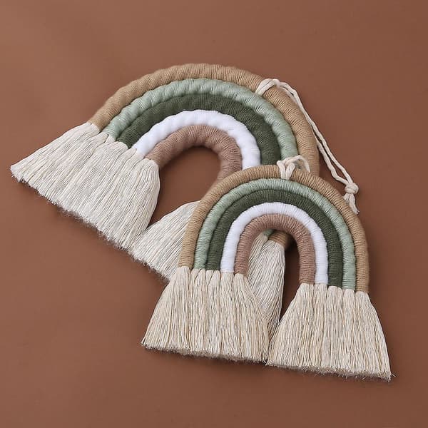 Rainbow Wall Hanging Ornament Handmade Woven Tassel Macrame Home