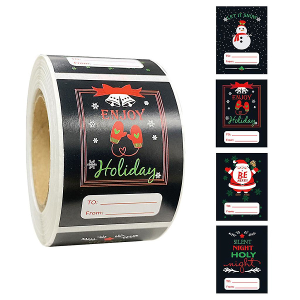 D215500st Merry Christmas Sticker Etikett Roll 4 Designs Juldekoration Kuvert Sigill Sticker Card GiftD215
