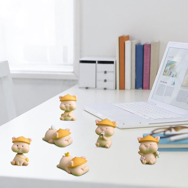 Mini Svin Resin Staty Lycklig Feng Shui Atea Party Disco Båge Bröllop Glad Fødselsdag Te Bord Dekoration Inflyttningspresenter För Nya Hem