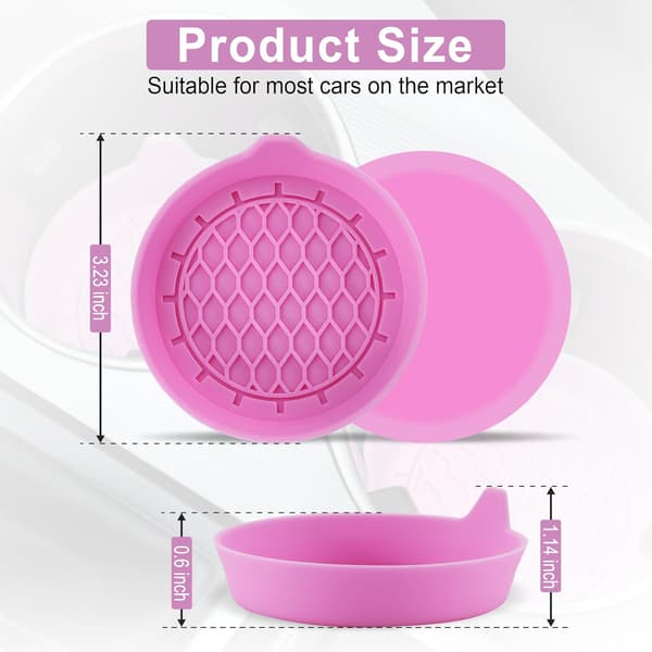 Car Cup Holder Coasters, Silicone Cup Holder Insert, Universal Non-Slip Cup Holders, Interior 4-pack Pink Pink
