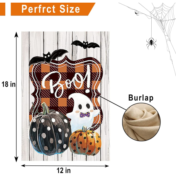Fall House Lippu 12 × 18 tuumaa pystysuora Boo Pumpkin Ghost Halloween kiitospäivän kaksipuolinen säkkikangaslippu talon pihalle