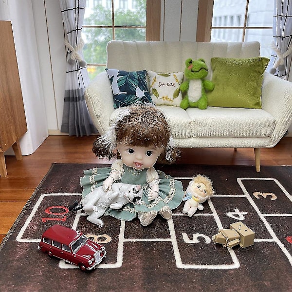 1/6 Modell Möbeltillbehör Mini Modell Enkelhet Matta, Brun