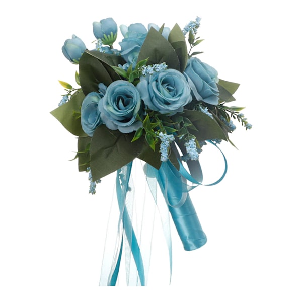 Brudebuketter til bruden, champagnehvid rose brudebuketter til bruden, kunstig blomsterbuket Blue