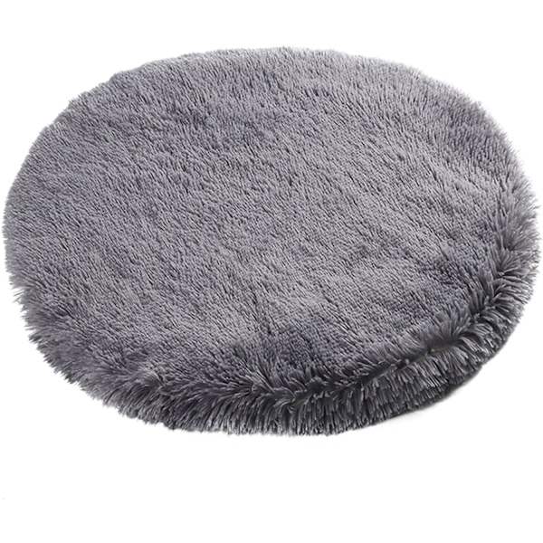 Super Mjuk och Fluffig Plysch Djursäng, Hundbädd, Kattbädd, Djurfoder, Djurgolvmatta, Lämplig för 4 kg Husdjur, Mörkgrå, Rund D