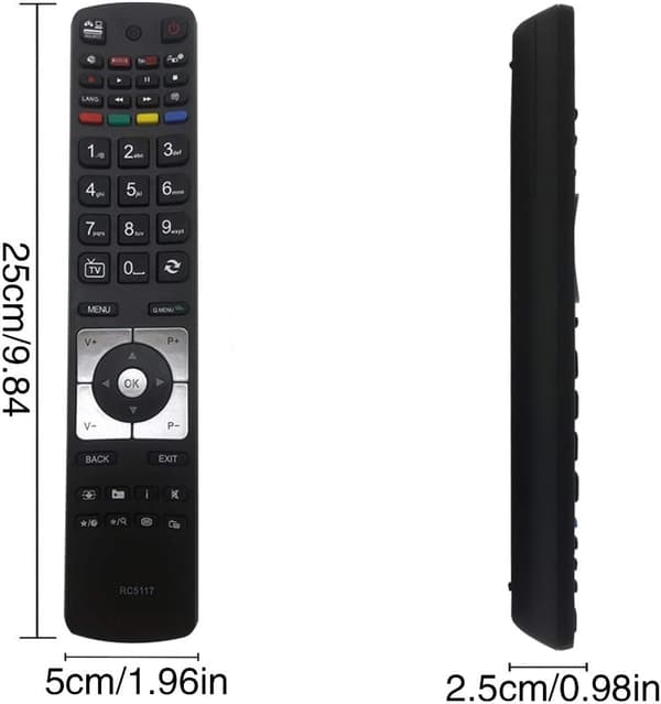 Replacement Remote Control for Hitachi TV Remote RC5117 with Netflix YouTube - No Setup Required