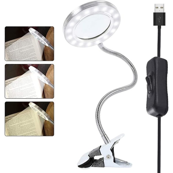 8x led förstoringslampa Bärbar klämma på lampa Skrivbordslampa 360 rotation USB uppladdningsbar kosmetisk lampa Ögonskydd för att läsa Makeup Nail Art Tatuering